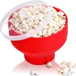 Pipoqueira de Silicone para Microondas Pipoca Dobrável Sem Óleo Com Tampa BPA Free Lavável Balde Antiaderente - AM IMPORT - Imagem 4