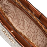 Calvin Klein Bolsa tiracolo Lucy com compartimento triplo, Baunilha/cáqui/caramelo em relevo, One Size - Imagem 8