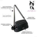 Bolsa Transversal Preta Feminina Com Bolso Rebecca Bonbon CLIO STYLE - Imagem 4