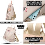 TOKSHOP Mini Mochila Feminina Bolsa De Costas Pequena Dia A Dia Leve e Reforçada com Detalhe Florido - Imagem 7