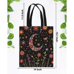 Sacola feminina de lona com estampa celestial, sol, fase da lua, floral, reutilizável, compras, compras, viagem, praia, presente - Imagem 4