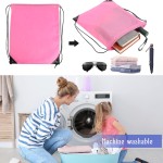 2 peças, bolsa com cordão, bolsa de ginástica, mochila com cordão, bolsa a granel, vermelho, rosa, bolsa de natação para mulheres, Vermelho + rosa, 40×35cm, Bolsa com cordão - Imagem 5