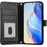 Capa compatível com Motorola Moto G86 5G, compatível com Motorola Moto G86 5G Flip PU Leather Zipper Wallet Capas protetoras pretas - Imagem 4