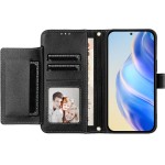 Capa compatível com Motorola Moto G86 5G, compatível com Motorola Moto G86 5G Flip PU Leather Zipper Wallet Capas protetoras pretas - Imagem 5