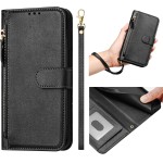 Capa compatível com Motorola Moto G86 5G, compatível com Motorola Moto G86 5G Flip PU Leather Zipper Wallet Capas protetoras pretas - Imagem 6