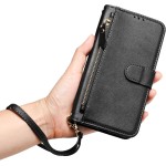 Capa compatível com Motorola Moto G86 5G, compatível com Motorola Moto G86 5G Flip PU Leather Zipper Wallet Capas protetoras pretas - Imagem 8