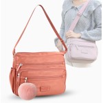 Bolsa Feminina Transversal Média Nylon Impermeável Tiracolo Com Chaveiro - Imagem 5