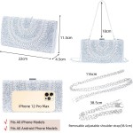 Bolsa Clutch Festa Feminina Prata Full Diamond Mão Ombro Transversal Com Correntes Removíveis - Imagem 9