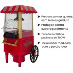 Pipoqueira Elétrica Sem Óleo com Medidor e Proteção Térmica Pipoca Saudável e Crocante para Festas e Presentes Criativos Prática e Segura Design Retrô - Imagem 7