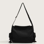 Bolsa mensageiro feminina grande com alça transversal, estilo escolar, com patches e opção com ursinho – bolsa de ombro espaçosa para faculdade e dia a dia. - Imagem 6