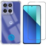 Kit Capa Capinha Anti-Impacto Premium Transparente + Película de Cerâmica 9D ou de Privacidade 9D para Motorola Moto G15 - FD Acessórios. (Capa + Película Cerâmica 9D)