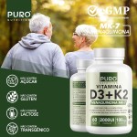 Vitamina D3 + K2 Puro Nutrition 2000 iu D3 com 100mcg de Vitamina K2 MK-7, 60 Cápsulas - Imagem 4