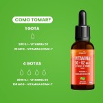 Vitamina D3 + K2 MK-7, em Gotas, D3 2000UI | K2 100mcg, sabor limão, 20ml, Biogens - Imagem 5