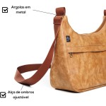 Bolsa Transversal Feminina de Ombro Média Ajustável em Couro PU, PGH Essenza - Imagem 4