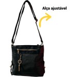 Bolsa Feminina Transversal Tiracolo Alça de Ombro, Preto, Média - Imagem 4