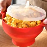 Pipoqueira de Silicone para Micro-ondas com Tampa - Bowl Dobrável Livre de BPA para Pipoca Saudável sem Óleo (20cm de Diâmetro) - Imagem 4