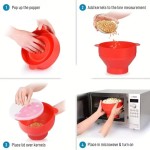 Pipoqueira de Silicone para Micro-ondas com Tampa - Bowl Dobrável Livre de BPA para Pipoca Saudável sem Óleo (20cm de Diâmetro) - Imagem 6