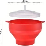Pipoqueira de Silicone para Micro-ondas com Tampa - Bowl Dobrável Livre de BPA para Pipoca Saudável sem Óleo (20cm de Diâmetro) - Imagem 8