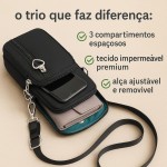 Bolsa Transversal Feminina Casual com Pingente Coração | Nylon Impermeável 3 Compartimentos – Alça Ajustável e Design Casual Leve para Celular - Imagem 3
