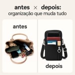 Bolsa Transversal Feminina Casual com Pingente Coração | Nylon Impermeável 3 Compartimentos – Alça Ajustável e Design Casual Leve para Celular - Imagem 6