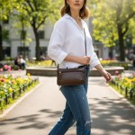 Bolsa Feminina Pequena Compacta Transversal em Couro Legítimo com Ziper Madamix MDXB364 - Imagem 3