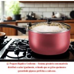 Panela de Pipoca pipoqueira com Tampa de Vidro, 3,6 Litros, Alumínio Antiaderente, Vermelha Cereja, 22cm - Imagem 8