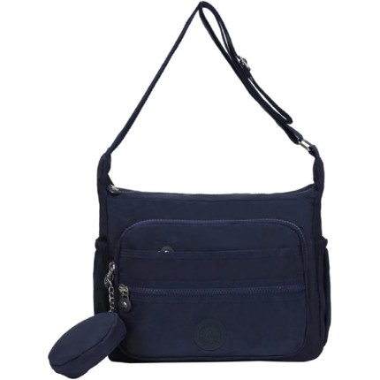 Bolsa Feminina Transversal Multi Bolsos Nylon, Bolsa de Ombro com Alça, Bolsa de Viagem Leve Tiracolo