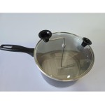 Panela Pipoqueira em Aluminio Tamanho Grande N° 20 Tampa de vidro Preto Craqueado - Imagem 4