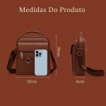 Bolsa Tiracolo Masculina Couro Sintético PU Crossbody Transversal Ombro Mão Casual Executiva Trabalho Viagem Compacta Alça Ajustável Vintage Elegante - Imagem 8