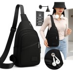 Shoulder Bag Masculina Bolsa Transversal Compacta Com Alça Ajustável Preta - Imagem 4