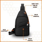 Shoulder Bag Masculina Bolsa Transversal Compacta Com Alça Ajustável Preta - Imagem 6