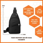 Shoulder Bag Masculina Bolsa Transversal Compacta Com Alça Ajustável Preta - Imagem 7
