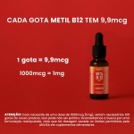 Metil B-12 Vegan vitamin gotas liquida, Metilcobalamina 413% VD, sabor frutas vermelhas, 20mL, Bigens - Imagem 5