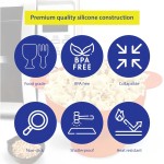Tigela dobrável de silicone para fazer pipocas com tampa – Seguro para forno e micro-ondas para petiscos saudáveis, fácil de limpar - azul - Imagem 3