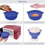 Tigela dobrável de silicone para fazer pipocas com tampa – Seguro para forno e micro-ondas para petiscos saudáveis, fácil de limpar - azul - Imagem 4