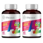 Multivitamínico AZ Kids - Vitaminas A, D, E, K, C, B1, B2, B3, B5, B6, B7, B9, B12, Cálcio, Cromo, Ferro, Magnésio, Selênio e Zinco - Sabor Morango – 2 Potes - 120 Cápsulas Mastigáveis