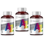 Multivitamínico A-Z - Vitaminas A, C, D3, E, K2, Complexo B, Cálcio, Cobre, Cromo, Ferro, Iodo, Manganês, Molibdênio, Selênio e Zinco - 3 Potes - 180 Cápsulas