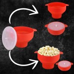 Pipoqueira de Silicone Para Microondas Pipoca Dobrável Sem Óleo Com Tampa BPA Free Lavável Balde Antiaderente - Imagem 4