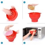 Pipoqueira de Silicone Para Microondas Pipoca Dobrável Sem Óleo Com Tampa BPA Free Lavável Balde Antiaderente - Imagem 5