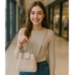 Bolsa Saquinho Transversal Com Divisórias Alça de Mão e Bolso Externo - Imagem 3