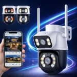 Câmera de Segurança WiFi Externa HD 3MP, IP Sem Fio com Visão Noturna Infravermelha, Dupla Lente Grande Angular, À Prova D'Água IP66, Detecção de Movimento e Áudio Bidirecional - Imagem 5