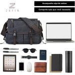 Bolsa Tiracolo Masculina Mensageiro Transversal Pasta Resistente Carteiro Ideal Para Trabalho Viagem Acabamento Em Couro Alça Grande Ajustável Estilo Moderno - ZAFIN - Imagem 7