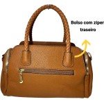 Bolsa Feminina Transversal De Ombro Bau Media Couro Pu Tote - Imagem 2