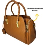 Bolsa Feminina Transversal De Ombro Bau Media Couro Pu Tote - Imagem 3