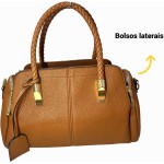 Bolsa Feminina Transversal De Ombro Bau Media Couro Pu Tote - Imagem 4