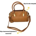 Bolsa Feminina Transversal De Ombro Bau Media Couro Pu Tote - Imagem 5