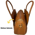 Bolsa Feminina Transversal De Ombro Bau Media Couro Pu Tote - Imagem 6