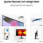 Monitor Samsung 24", FHD, ajuste de altura, 100Hz, USB Hub, Display Port, HDMI, Preto, S4 - Imagem 9