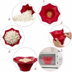 Pipoqueira de Silicone para Micro-ondas, Recipiente Vermelho Dobrável Sem Óleo, Bowl para Pipoca com Tampa - Imagem 3