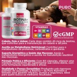 Kit 2 Biotina + Puro Nutrition Pele, Cabelo e Unhas, 45 mcg de Biotina por dose, Vitaminas B1, B2, B3, B5, B6, B9 e B12, 60 Cápsulas por Pote - Imagem 5